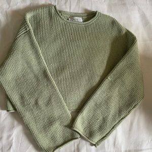Zara Kids Cropped Light Green Sweater